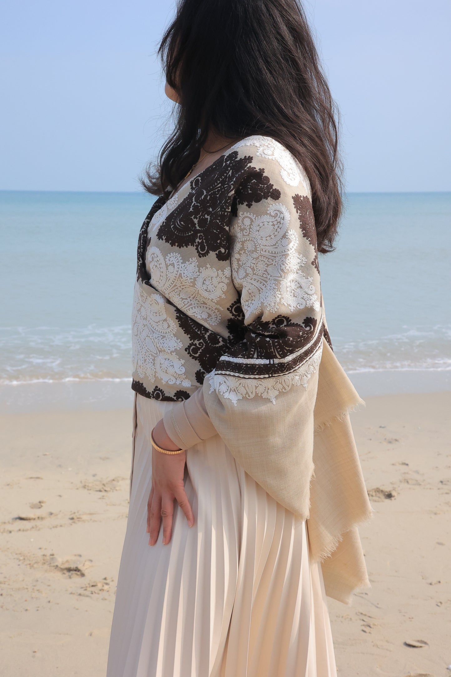 NEW Cashmere Elegant Luxury Beautiful Winter Shawl Shaal Classy Circle brown coffee beige white gray dark light Gold Damask Patterns Accessories beach kashta picnic friends