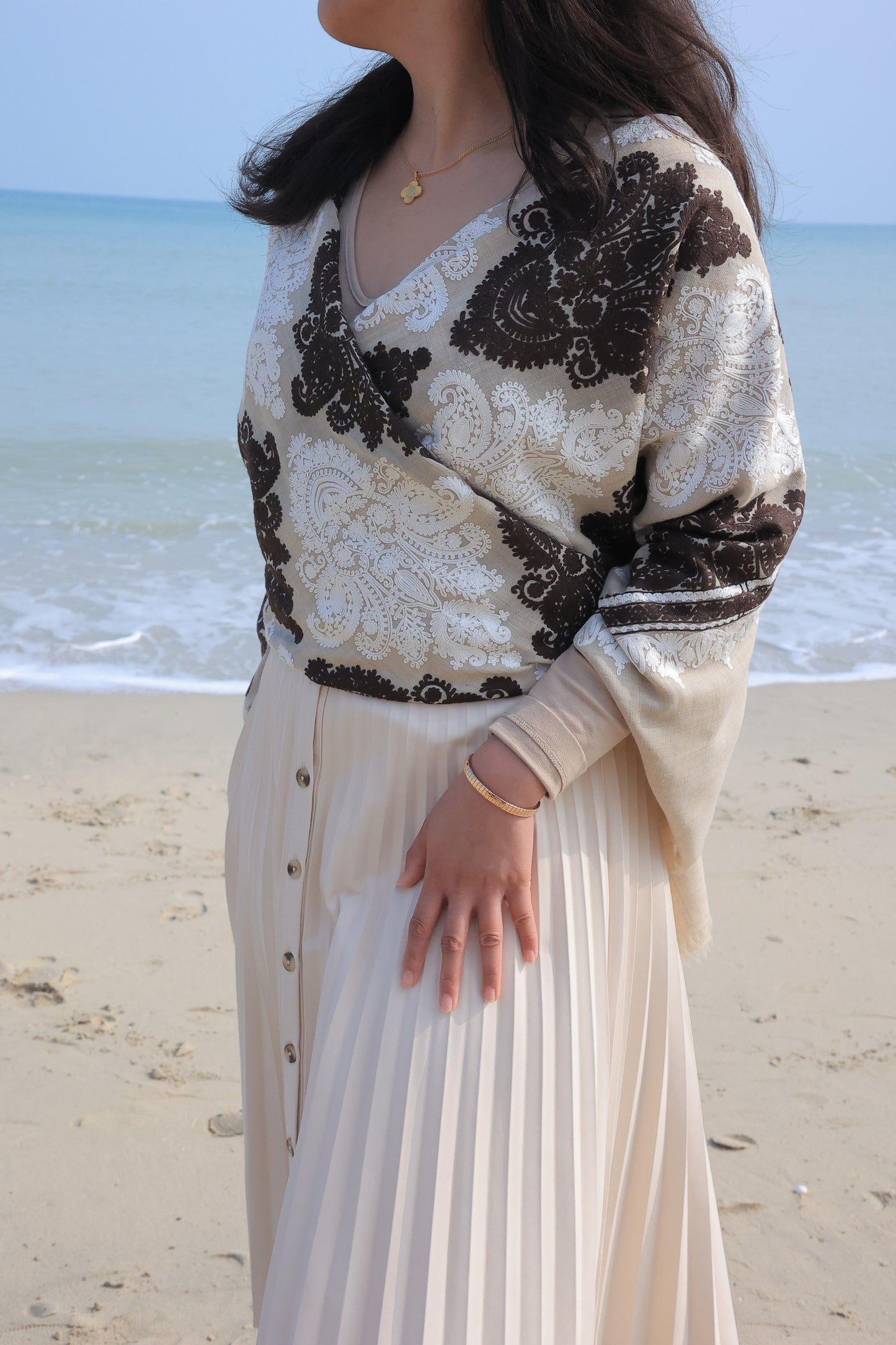 NEW Cashmere Elegant Luxury Beautiful Winter Shawl Shaal Classy Circle brown coffee beige white gray dark light Gold Damask Patterns Accessories beach kashta picnic friends