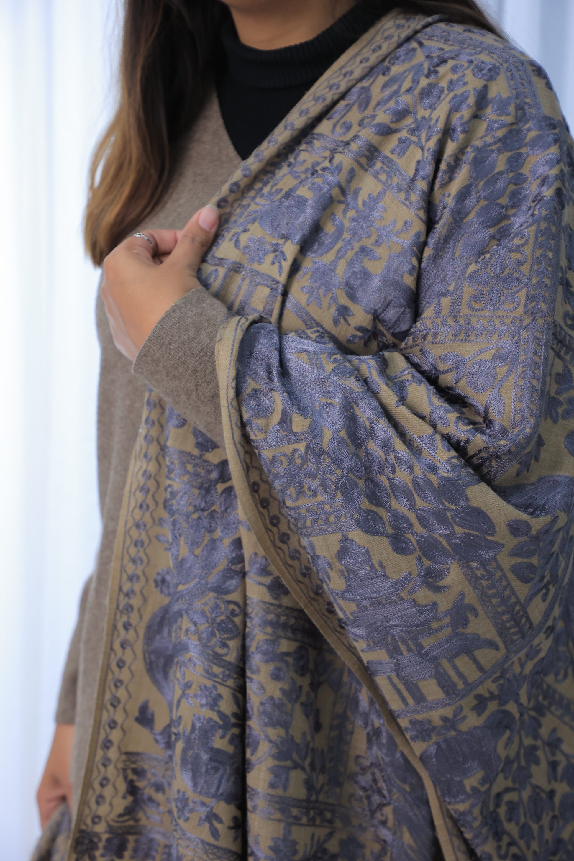 NEW Elegant Luxury Cashmere Beautiful black blue brown beige azure midnight sky night Printed Shawl Shaal Kuwait Peacock Elephant Animal Patterns Vibrant