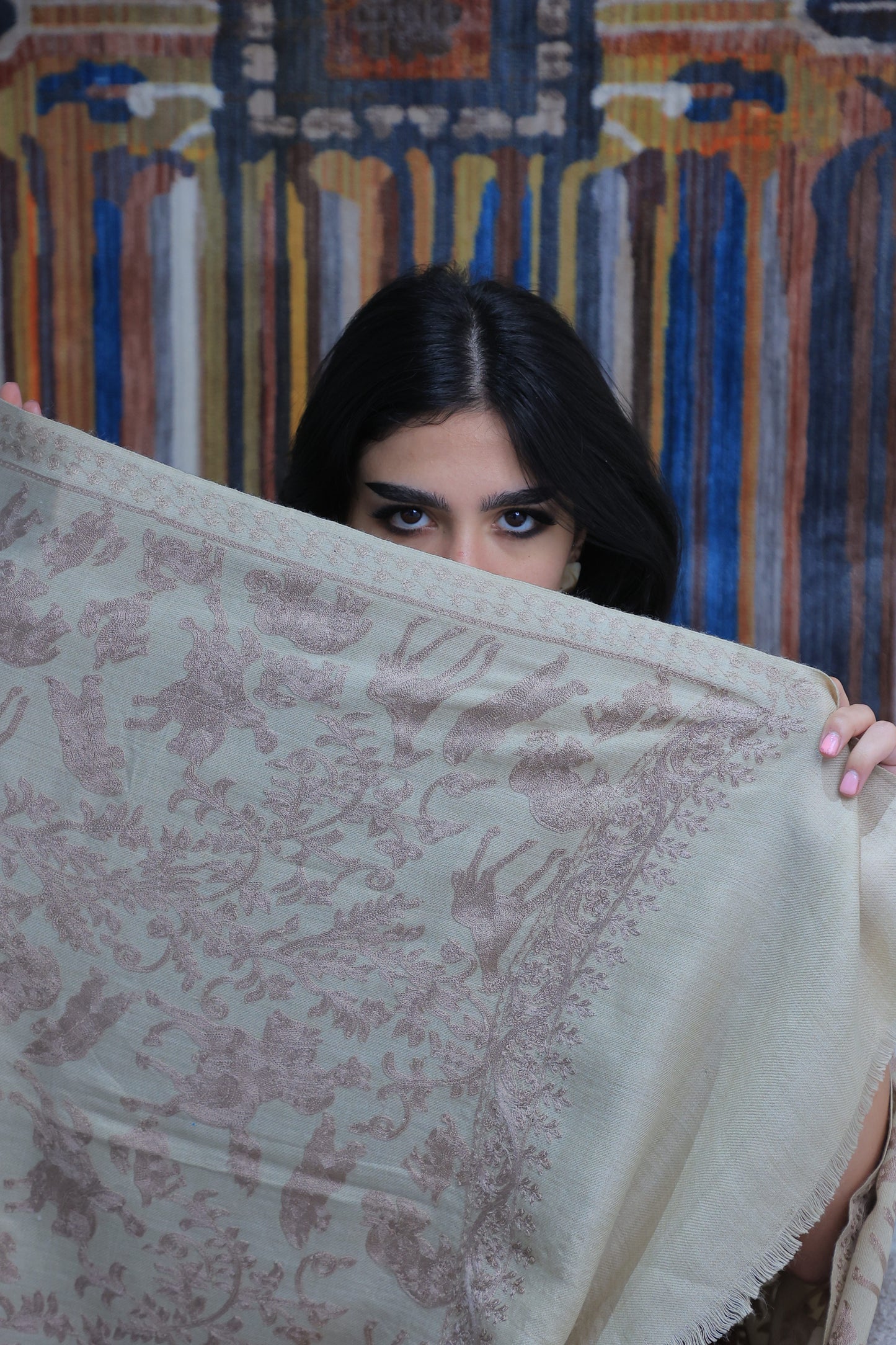 NEW Pure brown beige moore animals elephant peacock giraffe birds Flower Elegant Luxury Beautiful Winter Shawl Shaal Classy Circle Prestigious Patterns Accessories One of A KInd winter gift unique stunning