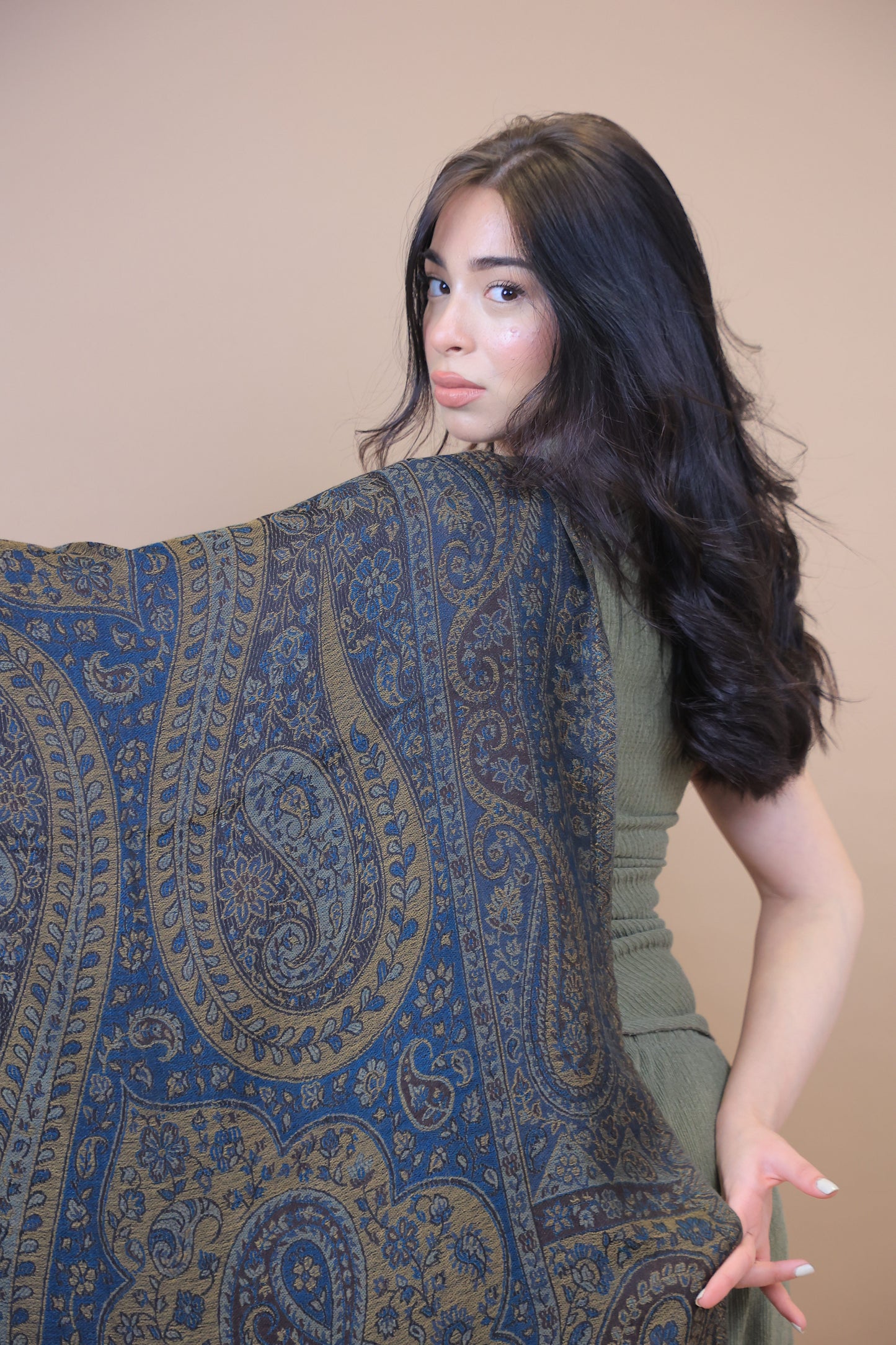 NEW Pure Satoosh Elegant Luxury Beautiful Winter Shawl Shaal Classy Circle Prestigious Paisley Patterns Accessories Blue Yellow Green One of A Kind Soft
