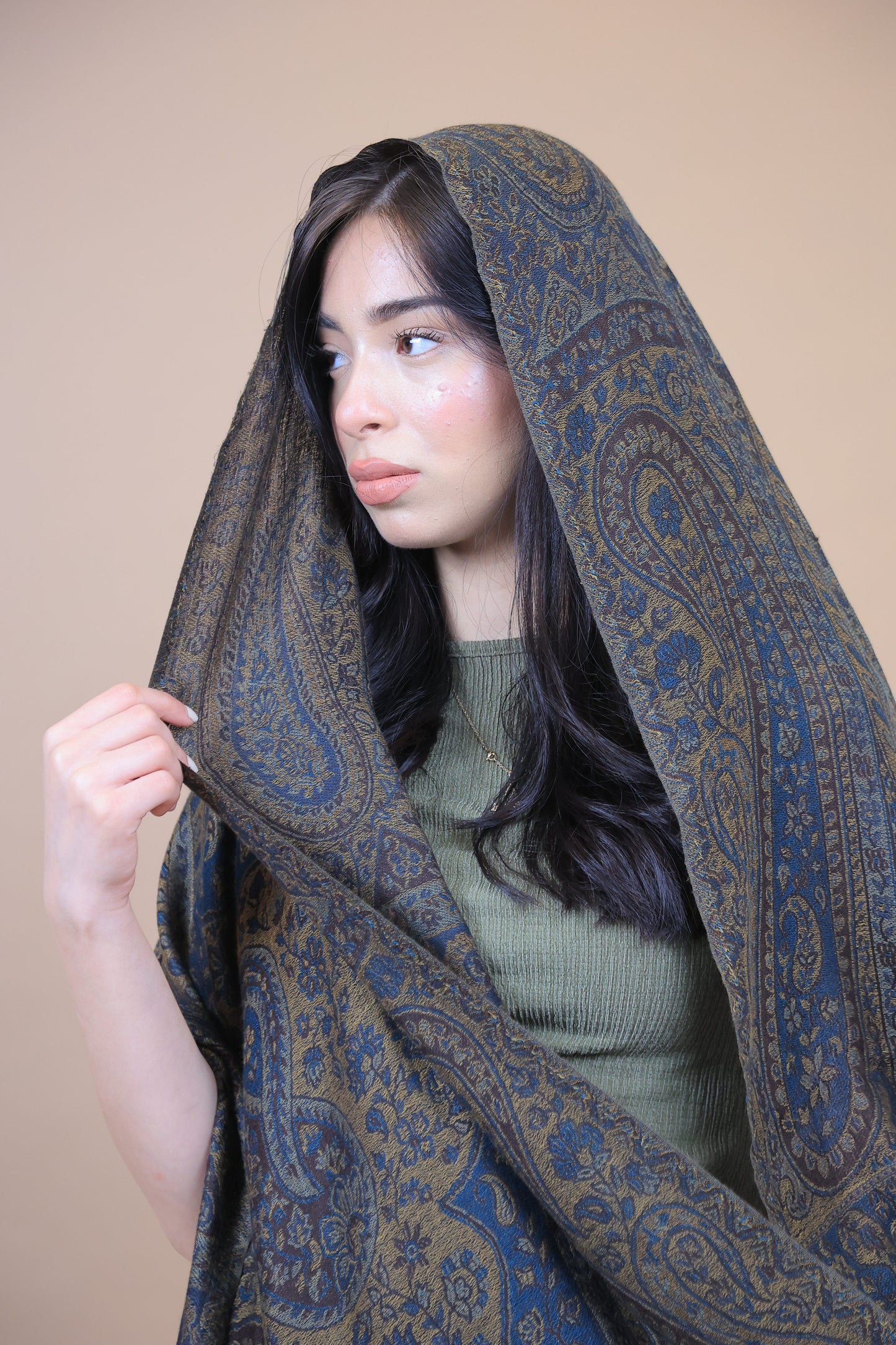 NEW Pure Satoosh Elegant Luxury Beautiful Winter Shawl Shaal Classy Circle Prestigious Paisley Patterns Accessories Blue Yellow Green One of A Kind Soft