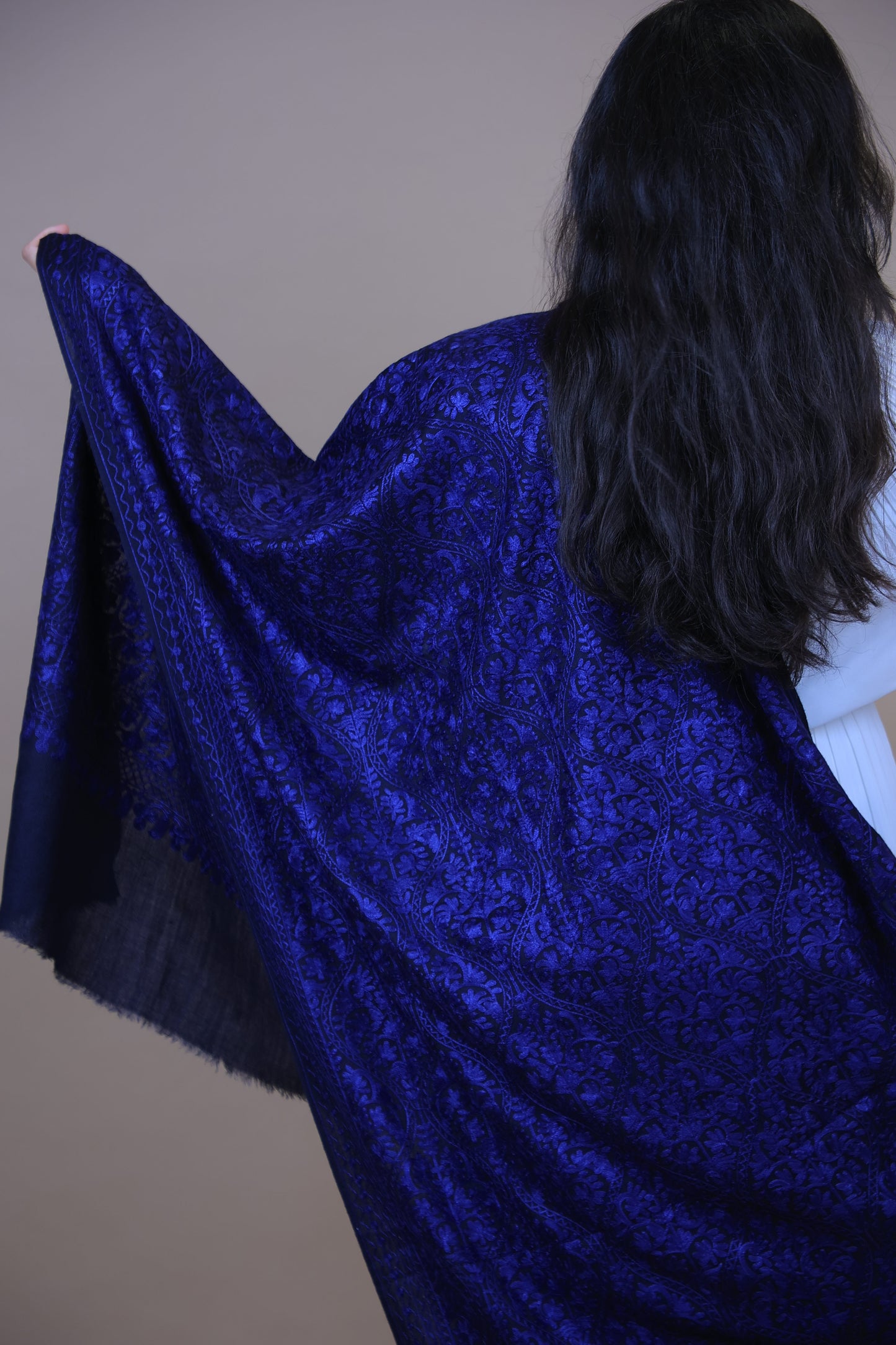 NEW Pure Cashmere Kashmir Elegant Luxury Beautiful Winter Shawl Shaal Classy Circle Prestigious Damask Patterns Accessories Expensive Rare One of A Kind Brown Blue black