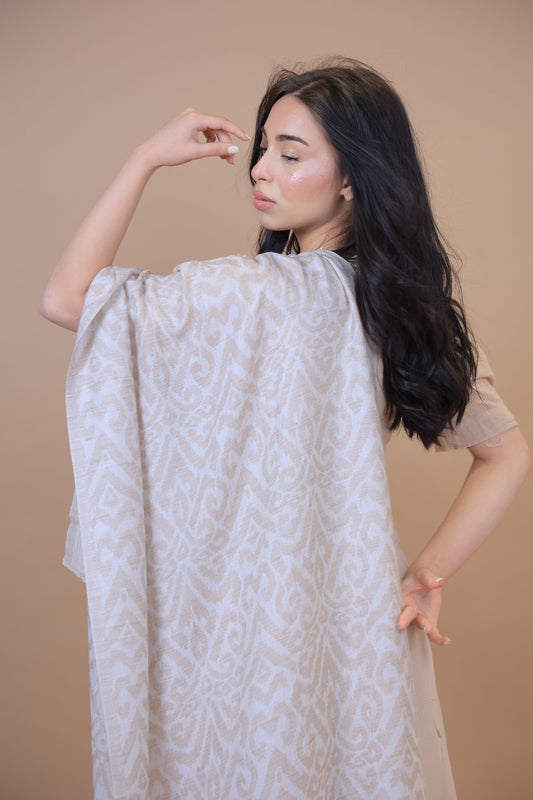 Pure Satoosh Elegant Shawl Kuwait Beautiful Timeless Accessories
NEW Pure Elegant Luxury Beautiful Winter Shawl Shaal Classy Floral flora leaves laurel Prestigious Desert waves dunes safari Patterns Accessories one of a kind brown white beige Pure Satoosh