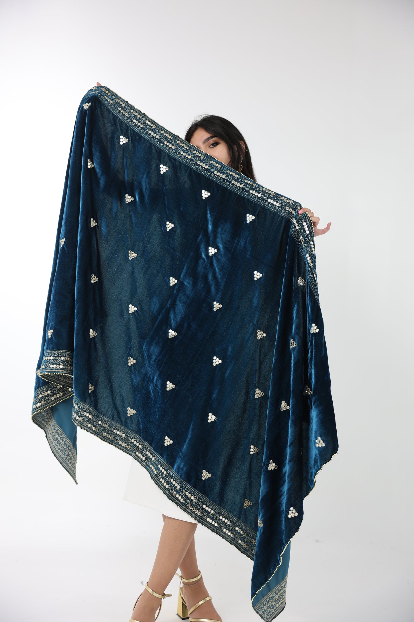 Royal Blue Velvet Shawl