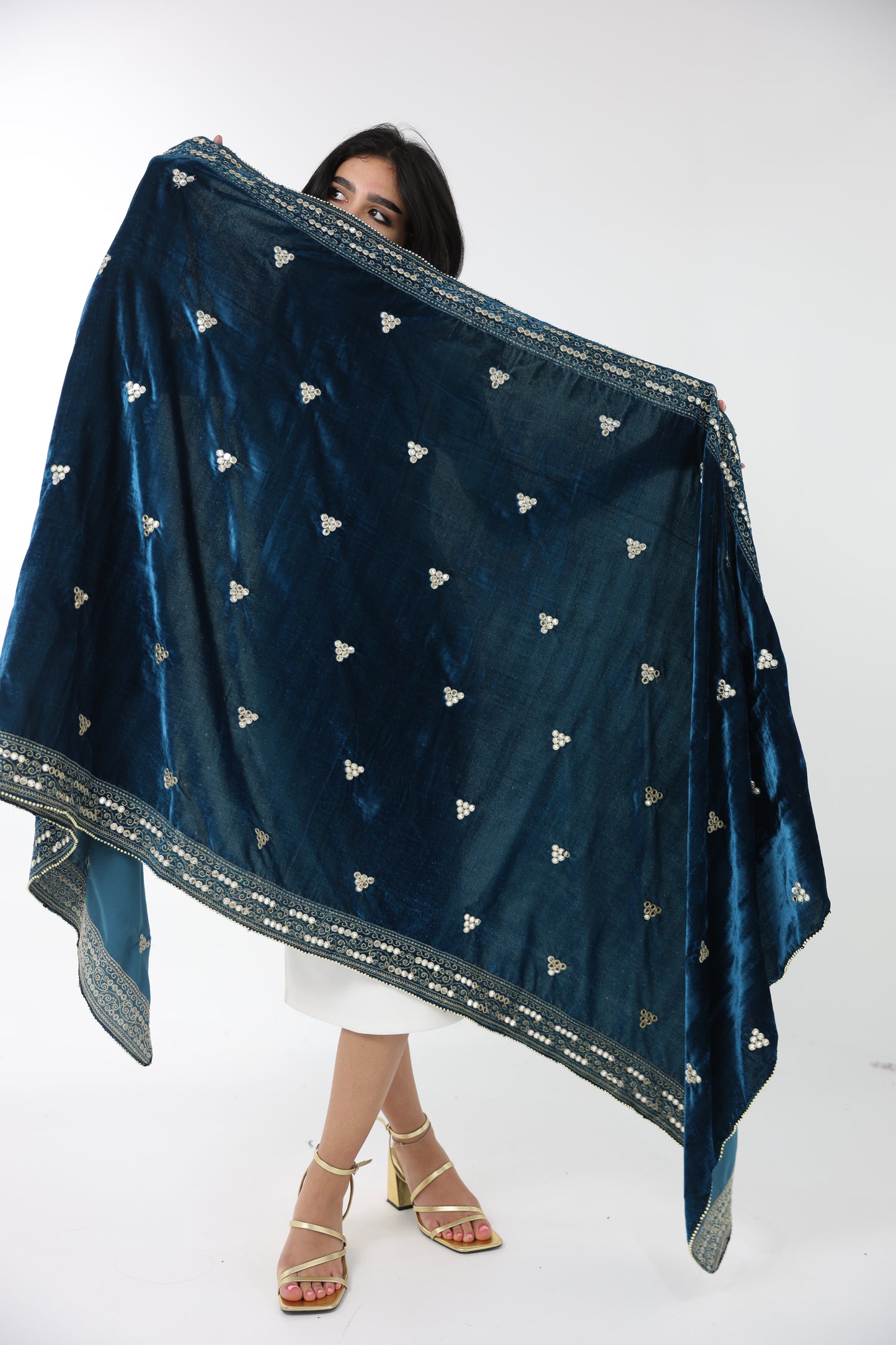 Royal Blue Velvet Shawl