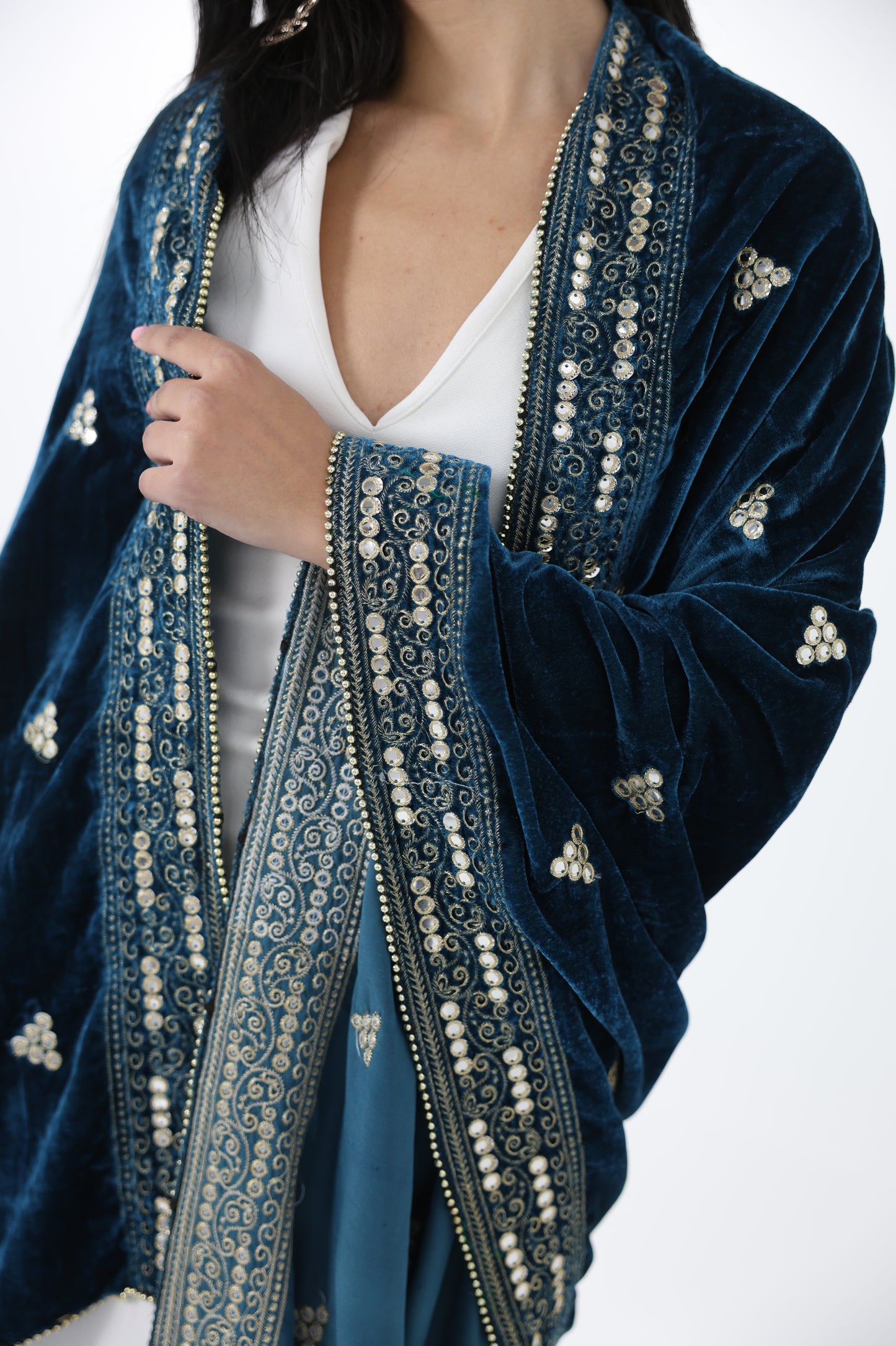 Royal Blue Velvet Shawl