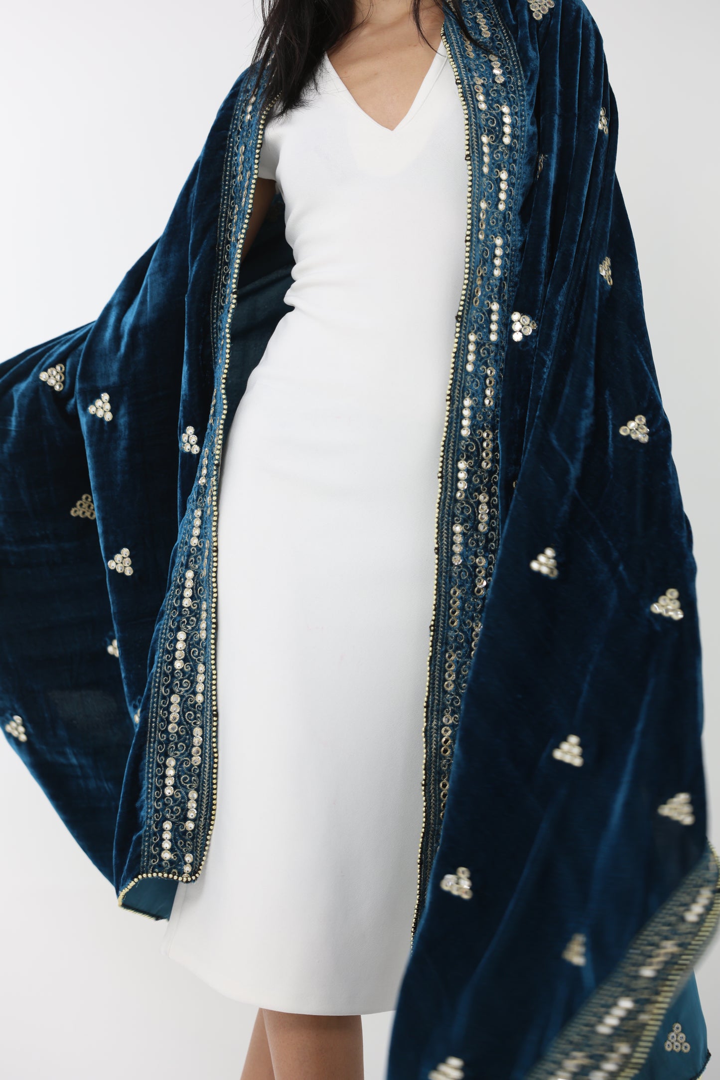 Royal Blue Velvet Shawl