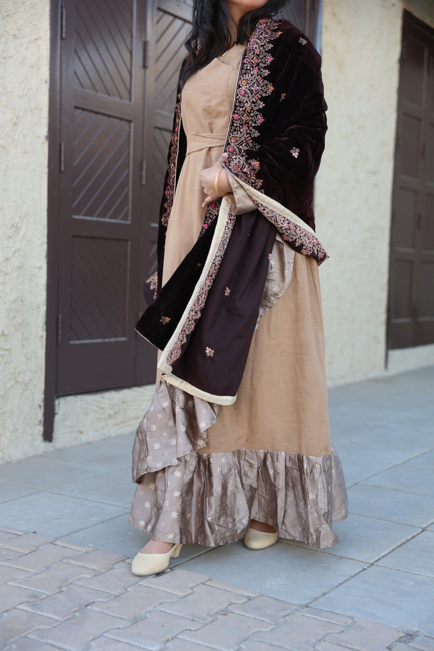 Royal Bloom Velvet Shawl