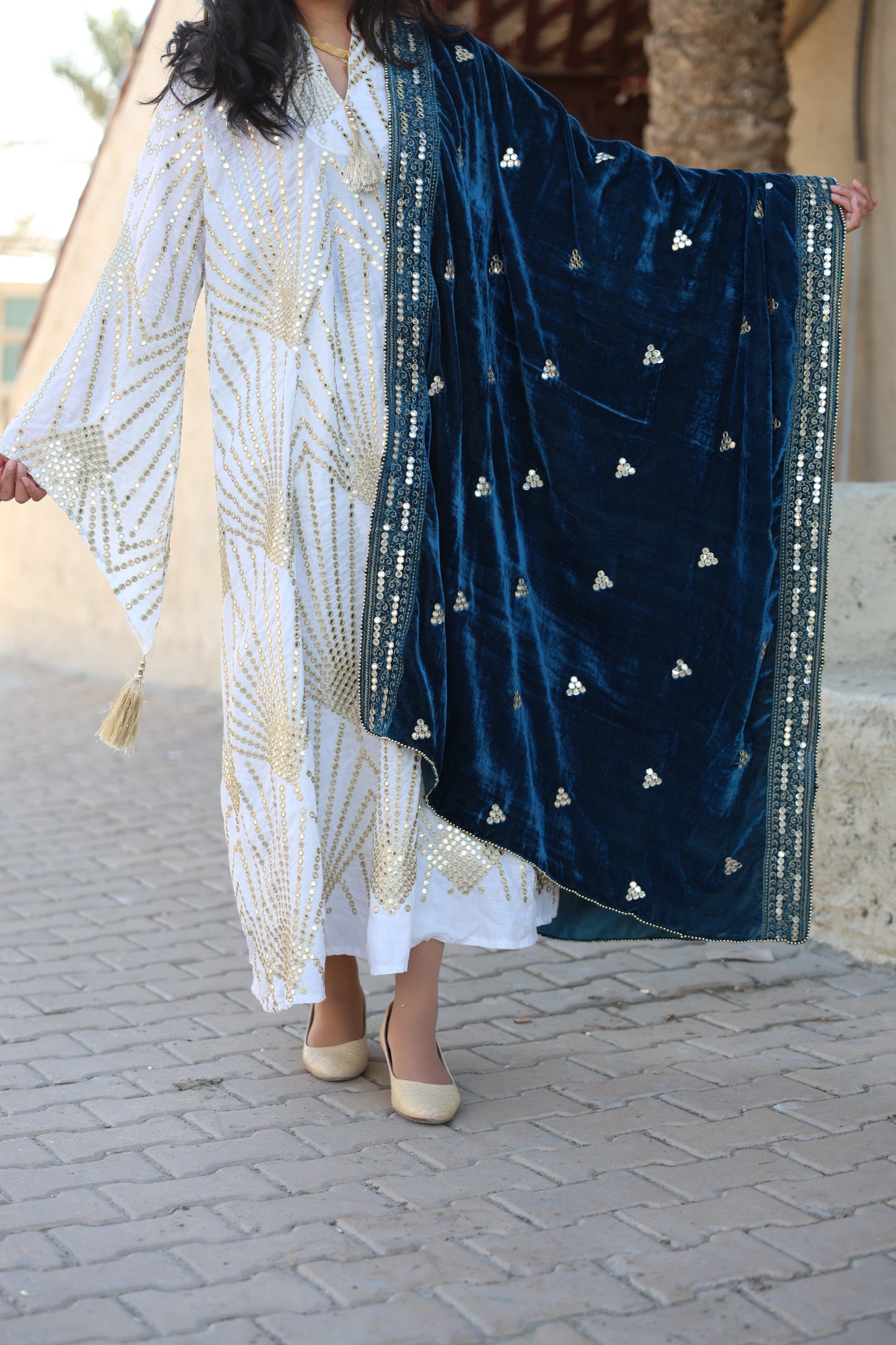 Royal Blue Velvet Shawl