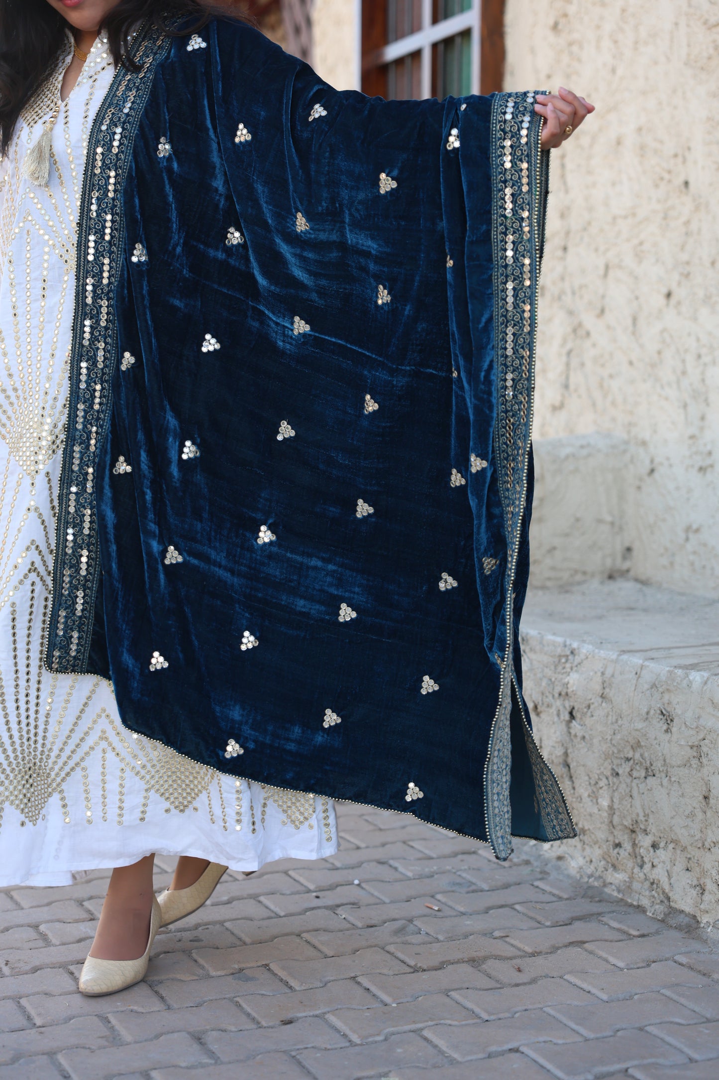 Royal Blue Velvet Shawl