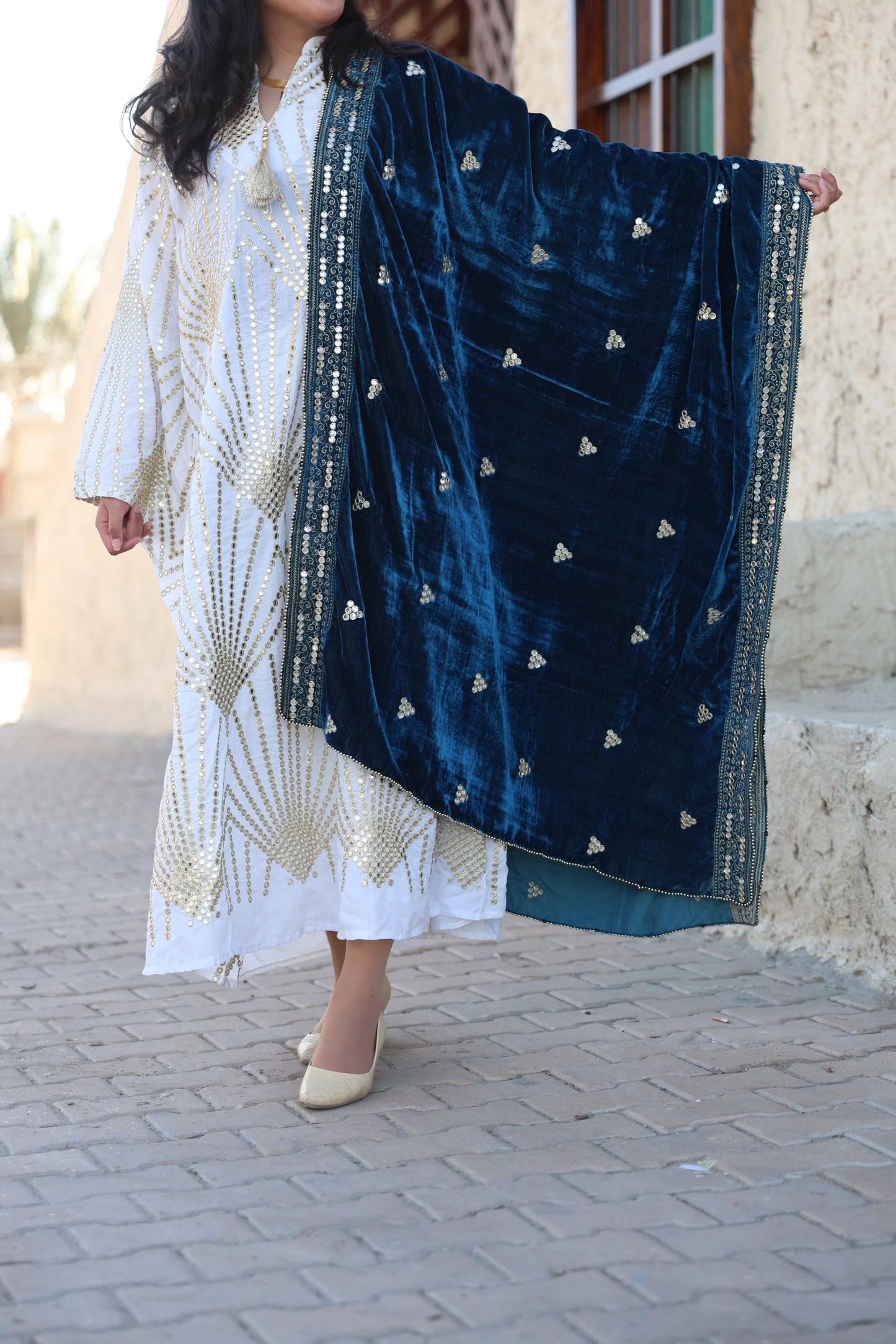 Royal Blue Velvet Shawl