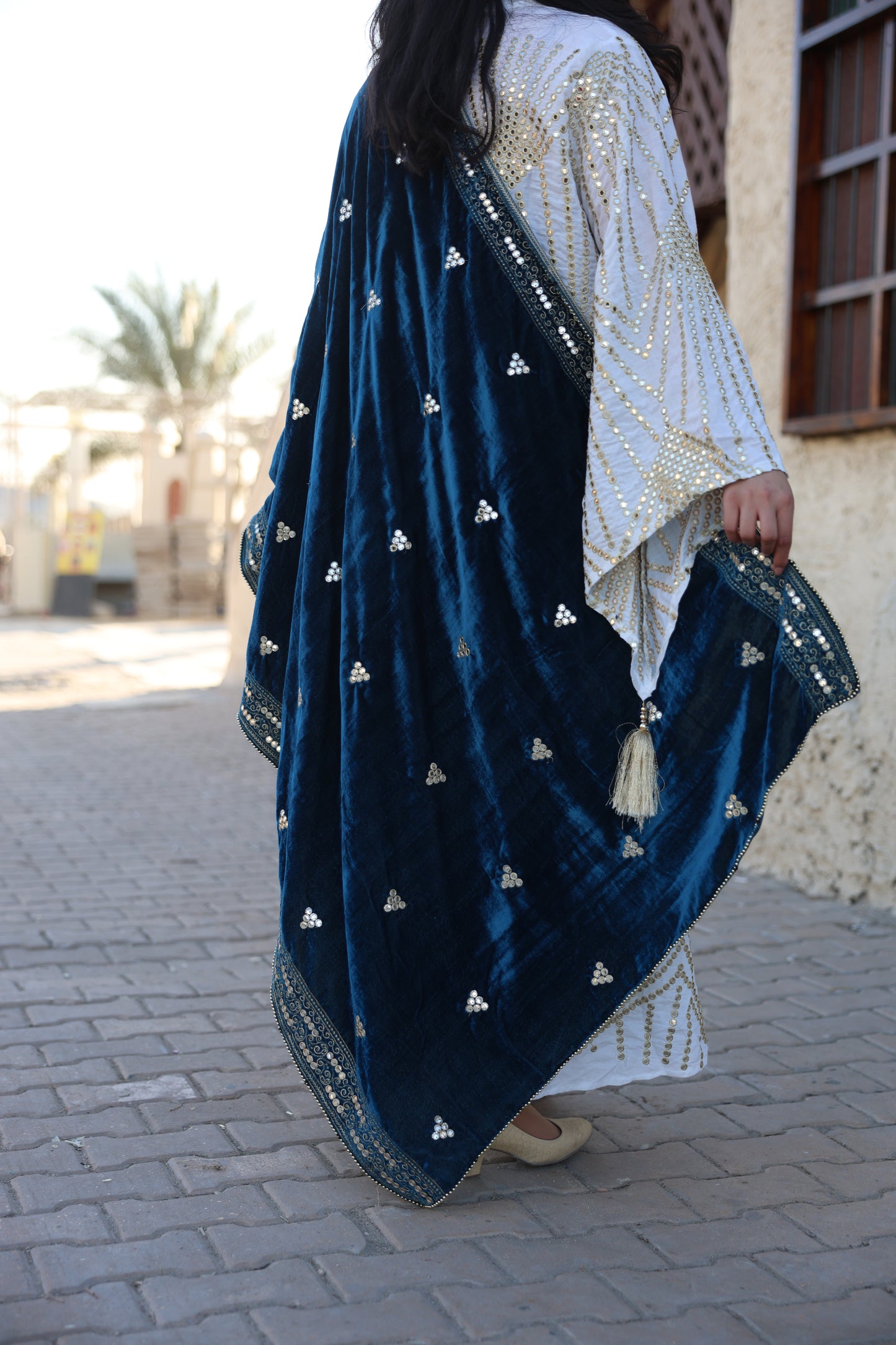 Royal Blue Velvet Shawl