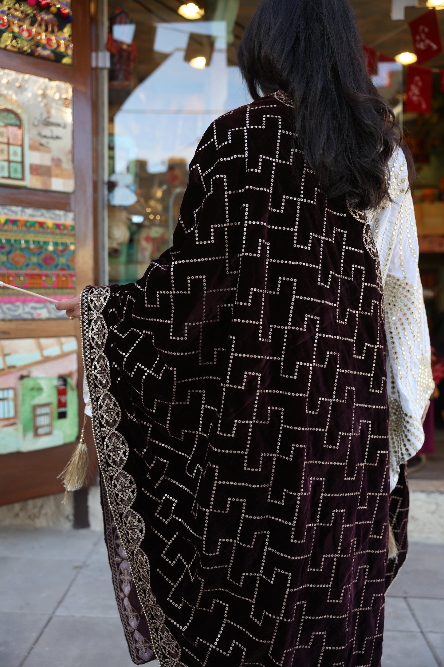 Majestic Chocolate Velvet Shawl