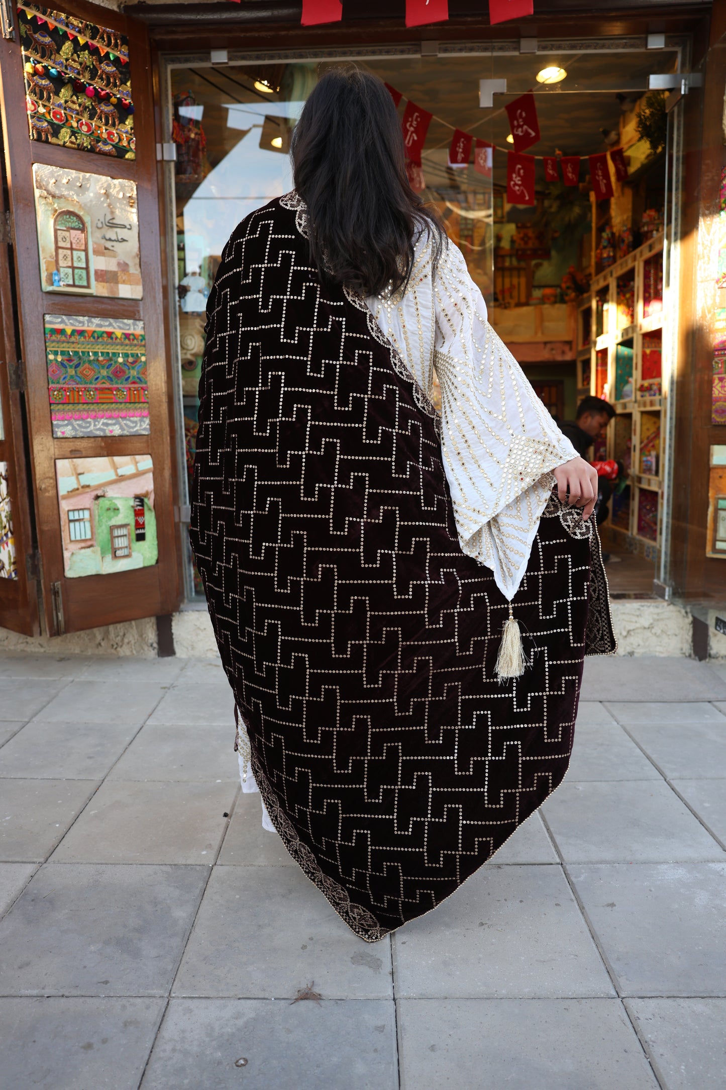 Majestic Chocolate Velvet Shawl