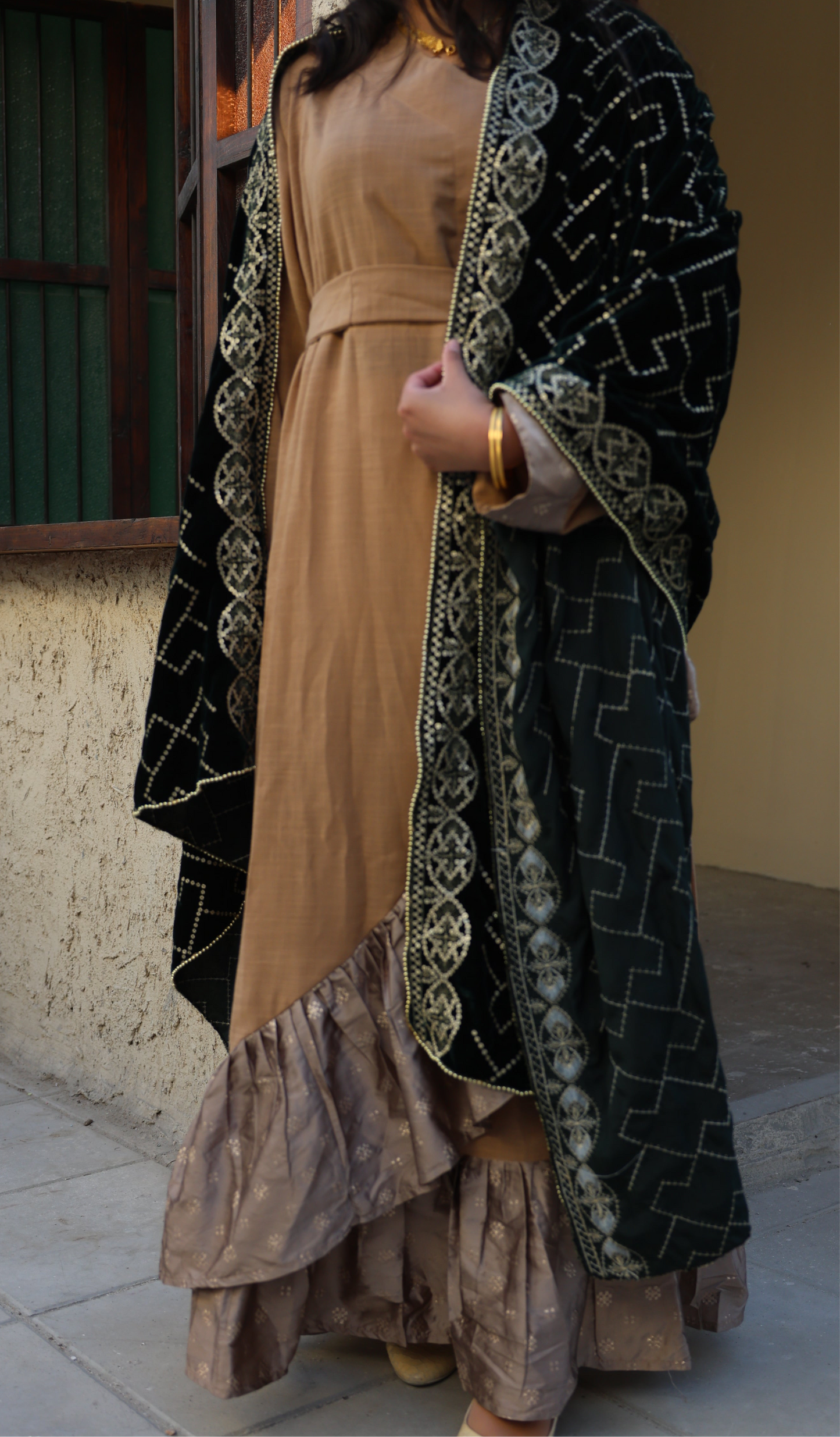 Majestic Emerald Velvet Shawl